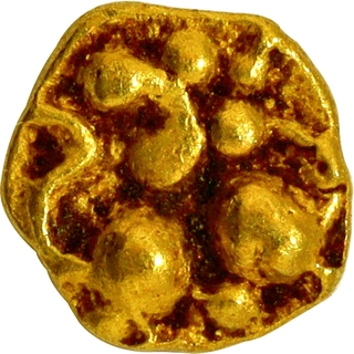 Gold Quarter Fanam Coin of Vikramaditya VI of Chalukyas of Kalyani.