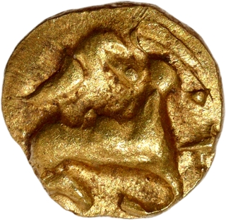 Gold Fanam Coin of Narasimha III of Eastern Ganga Dynasty of Orissa.