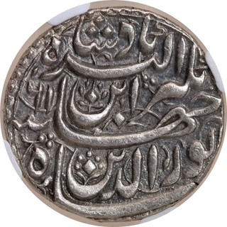 NGC Grade as MS 62 Jahangir Silver One Rupee Coin of  Ahmadabad Mint of AH 1030/ 61 (Error for 16) Coin.