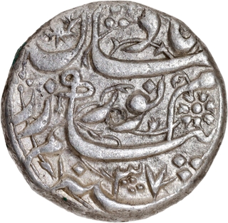Noorjahan Surat Mint- Silver Rupee AH 1037- Sad Zewar Couplet Coin.