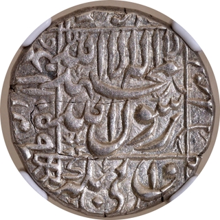 Graded by NGC as MS 62- Shah Jahan Surat Mint, Silver Rupee Coin.