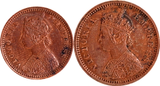 Dhar State Copper 1/12 Anna & ½ Pice (1887) – Anand Rao III, KM 11 & 12 (XF–AU, Rare in This Grade).