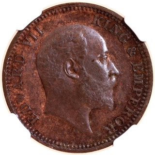 Sailana State Copper ¼ Anna-Jaswant Singh, 1908, with Edward VII Bust, KM 15, NGC AU58 BN (Very Rare in This Grade).