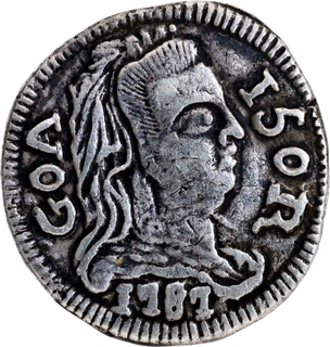 First Time Offered in Indian Auctions – Indo-Portuguese Silver 150 Reis (½ Pardau), 1787 of Maria I of Goa Mint, Extremely Rare.