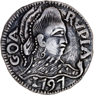 Very Rare Silver Rupia Coin of D. Maria I of Goa of Indo Portuguese with 1797 AD.