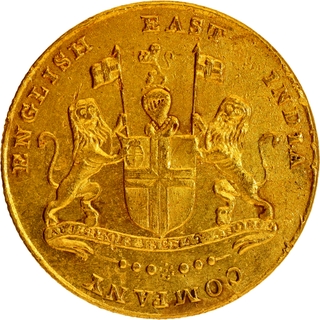 Madras Presidency Gold Ashrafi (Mohur), 1819 Issue of the English East India Company – Extremely Rare XF-AU.
