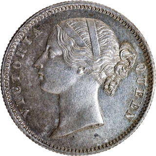 Rare Silver Half Rupee Coin of Victoria Queen Divided Legend of Calcutta Mint of 1840.