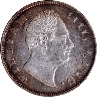 Scarce Silver One Rupee Coin of King William IIII of F Incused Calcutta Mint of 1835.