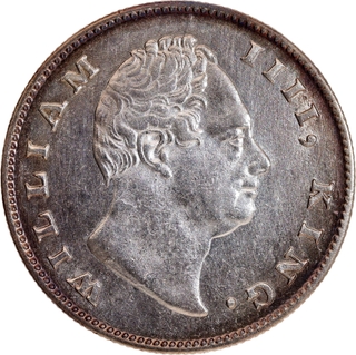 Rare Silver One Rupee Coin of King William IIII of F Raised Calcutta Mint of 1835.
