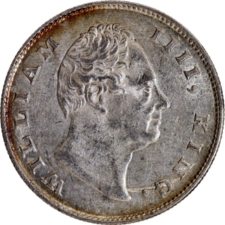 Rare Silver One Rupee F Raised Coin of King William IIII of Calcutta Mint of 1835.