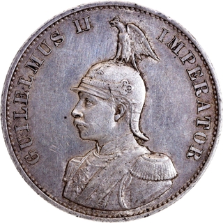 Extremely Rare Silver Two Rupees (Zwei Rupien) Coin of Guilelmus II Imperator of German East Africa of 1893.