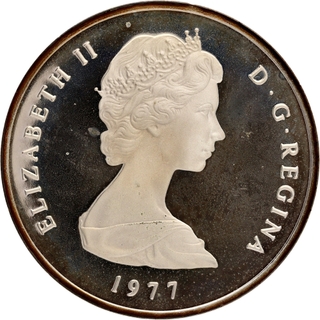 Very Rare George III 20 Crowns Silver Coin of Elizabeth II of Turks and Caicos Islands of 1977.