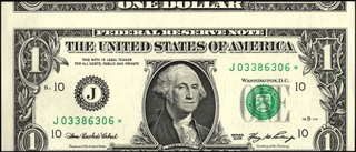 Very Rare Sheet Fold Cutting Error One Dollar Banknote of United State of America of 2006.