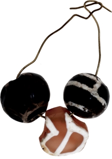 Very Rare Ancient Etched Bead Group of 3 pieces (600 BC) - Quartz and Carnelian Assemblage.