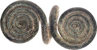 The  Antique Copper Spiral dual ring Possibly Rigvedic period.