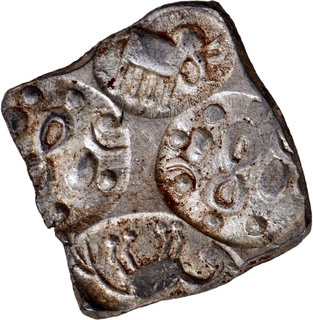 Rare Punch Marked Silver Half Karshapana Coin of Vidarbha Janapada with Horse.