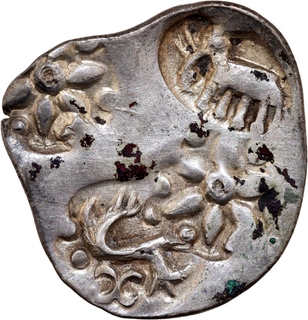 Very Rare Punch Marked Silver Half Karshapana Coin of Vidarbha Janapada. 