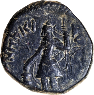 Rare Copper Tetradrachma Coin of Kanishka I of Kushan Dynasty of Oesho type.