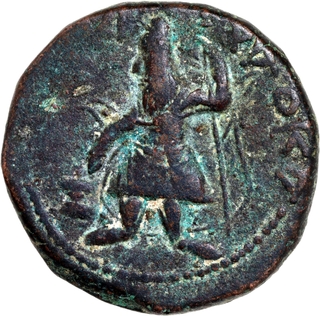 Rare Copper Tetradrachma Coin of Kanishka I of Kushan Dynasty Vado type.