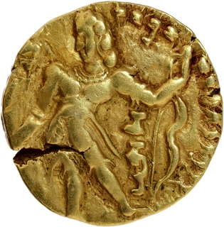 Rare Chandragupta II Gold Dinar Coin of Guptas of Archer type.