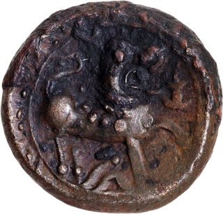 Very Rare Copper Base Alloy Coin of Vishnukundin Dynasty of Heavy weight type.