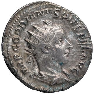 Silver Denarius Coin of Gordiano III of Roman Empire.