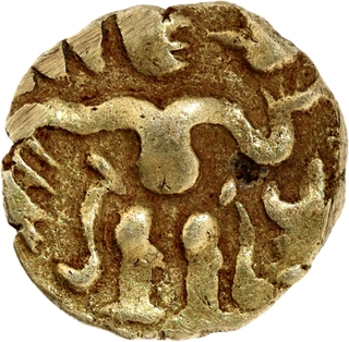 Ceylon Gold Aka Coin of Raja Raja I of Cholas with Nagari legend Daraka.
