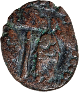 Copper Kasu Coin of Later Pandyas with Tamil legend Muthiyavemperumaal.