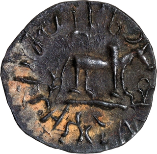 Rare Potin Coin of Kadambas of Banavasi with Brahmi legend.
