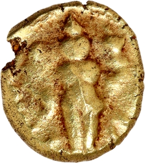 Gold Half Varaha Coin of Venkatapathiraya III of Aravidu Dynasty of Vijayanagara Empire.