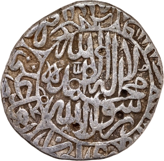 Rare Broad flan Silver Rupee Coin of Akbar of Hadrat Delhi Mint with Hijri year 972.