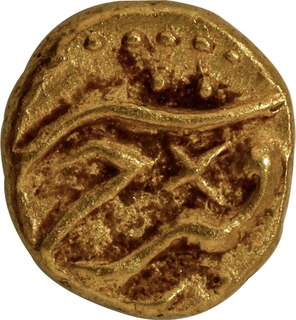AU Grade Farrukhsiyar Karpa /Kharpa Mint Gold Half Fanam 7 RY Coin. 