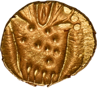 Gingee Maratha Raja Rama Rao, Gold Fanam Stylized half length figure of Goddess Kali Coin.