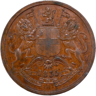 Very Rare Copper Half Anna Coin of East India Company of Madras Mint of 1835.