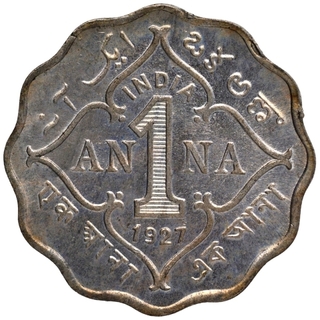 Cupro Nickel One Anna Coin of King George V of Calcutta Mint of 1927.
