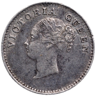 Silver Two Annas Coin of Victoria Queen Continuous Legend of Calcutta Mint of 1841.