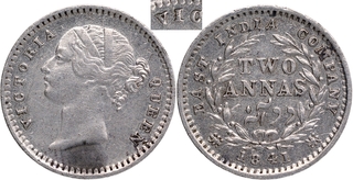 Silver Two Annas Coin of Victoria Queen Divided Legend of Madras Mint of 1841.