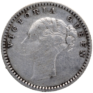 Silver Quarter Rupee Coin of Victoria Queen Continuous Legend of Madras Mint of 1840.