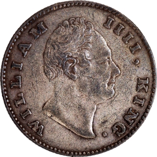 Silver Half Rupee Coin of King William IIII of Calcutta Mint of 1835 of F Incused.