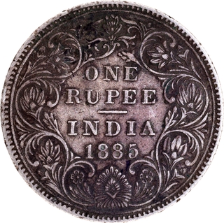 Rare Silver One Rupee Coin of Victoria Empress of Bombay Mint of 1885.