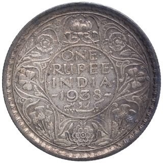 Silver One Rupee Coin of King George VI of Bombay Mint of 1938.