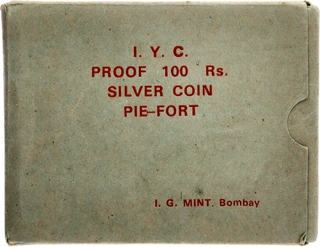 Very Rare Silver 100 Rupees Proof Coin Set of International Year of the Child of Bombay Mint of 1981.