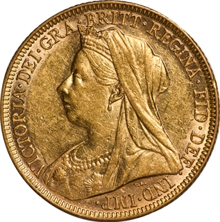 Rare Australia Gold Sovereign Coin of Victoria Queen of 1896 of Melbourne Mint.