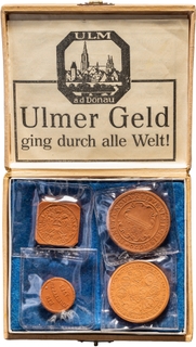 Ulmer Porcelain Coins Known as Notgeld (Emergency Money) of Germany.