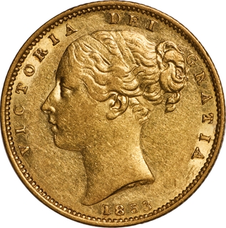 United Kingdom of Gold Sovereign Coin of Queen Victoria of 1853.