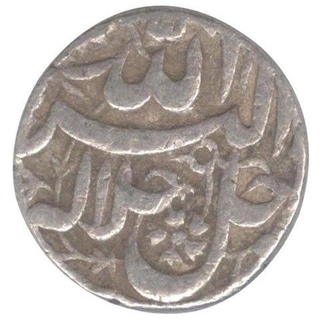 Silver Rupee Coin of Akbar of Lahore Mint.