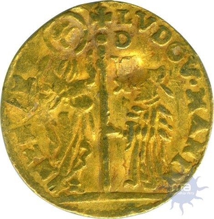 Gold zecchino Coin of Venice of Italy.