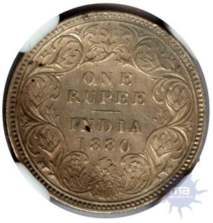 Silver One Rupee of Victoria Empress of Calcutta Mint.