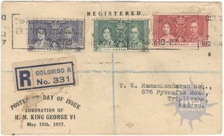 FDC of King George VI coronation.