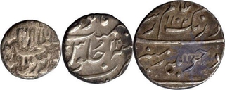 Silver Half Rupee (3) of Alamgir II of Aurangzeb, Surat & Shahjahan Mint.